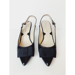 Adrienne Vittadini Patent Bow Slingback Pumps EUC